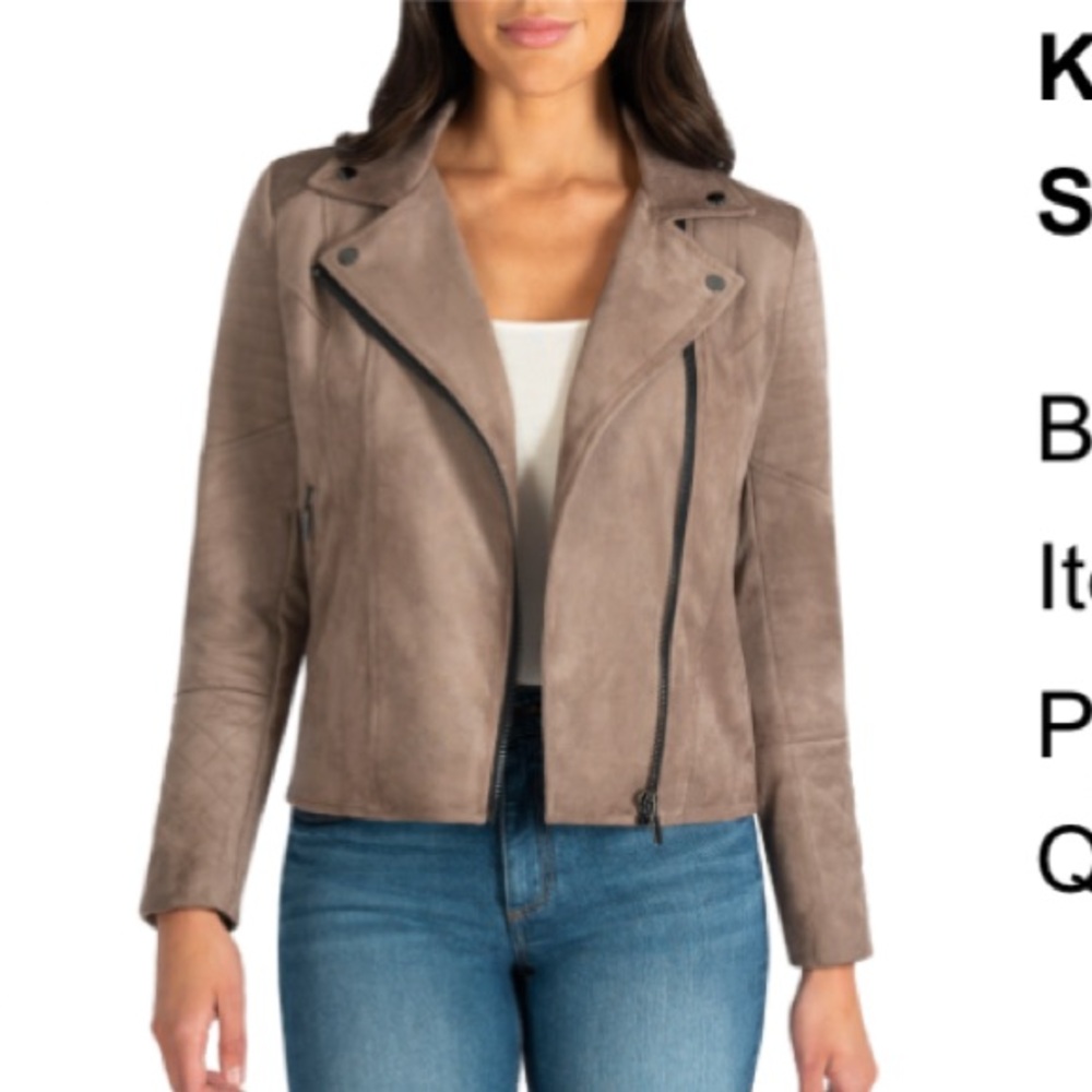KUT from the Kloth Women's Quilted Panel Faux Suede Moto Jacket